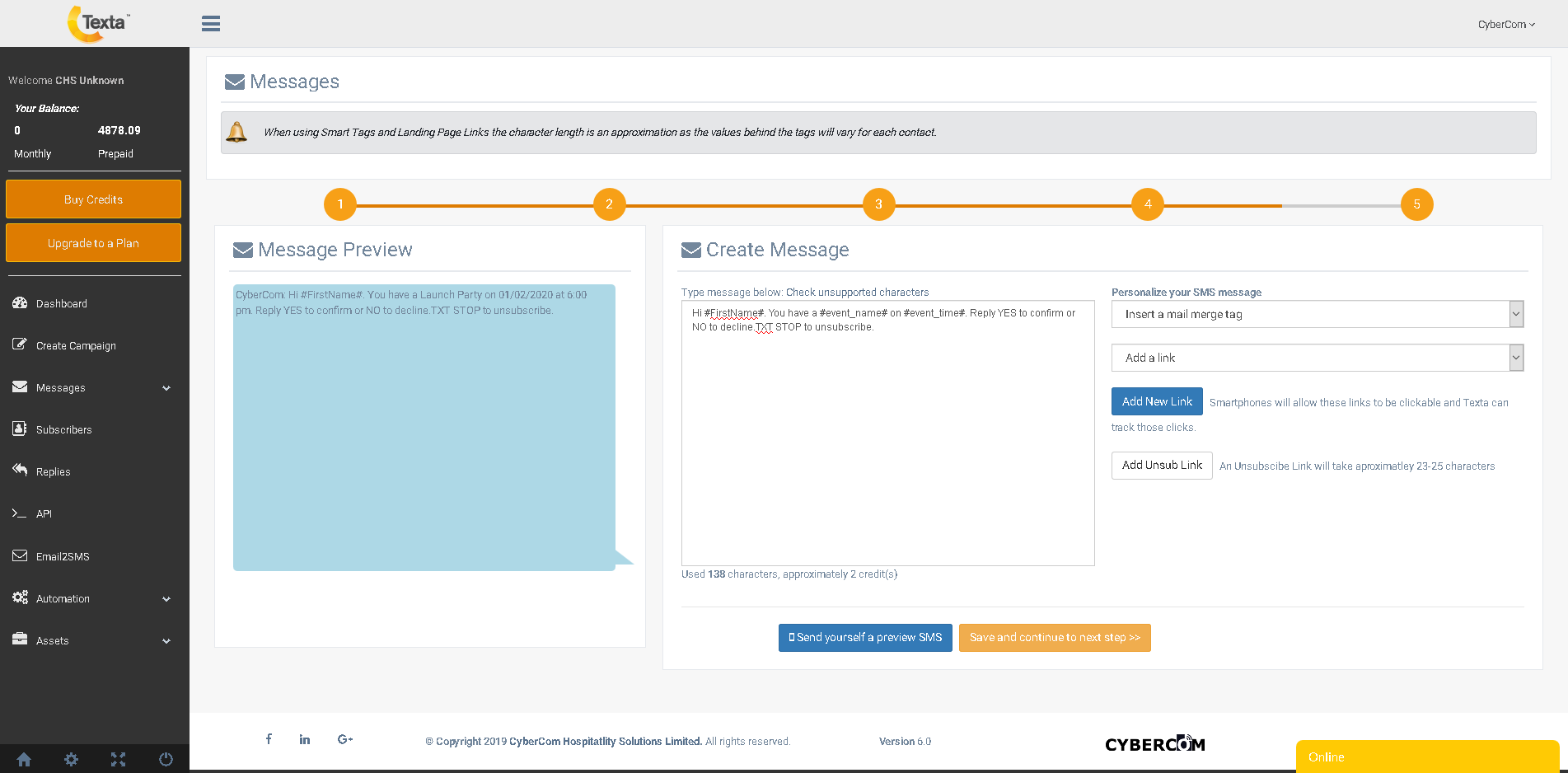 Texta Web Appllication Screenshot - Create Campaign